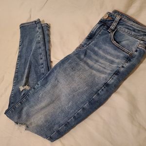 AMERICAN EAGLE Stretch Denim Jeans Blue Distressed Vintage Jeggings Women 6 Reg